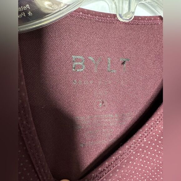 BYLT Basics Drop Cut Short Sleeve T-Shirt Burgundy Casual Size small - Picture 3 of 3